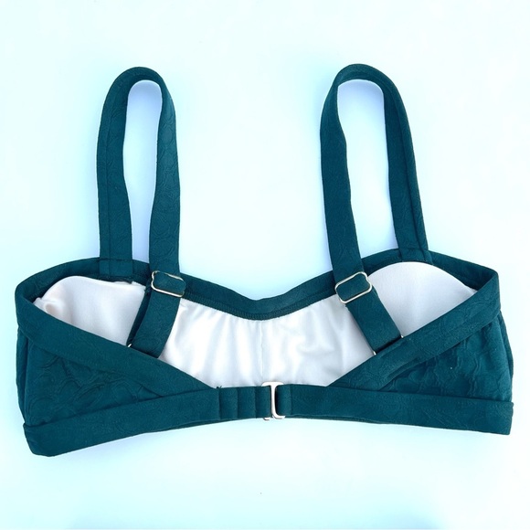 Peony Textured Belted High-Waisted Tie Two Piece Swimsuit Bikini Green Small - Picture 7 of 16